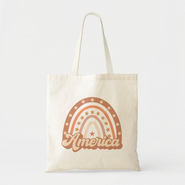 Tote Bag America Boho Rainbow 4 juillet (Devant)