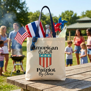 Tote Bag Américain de naissance Patriote par choix Rétro