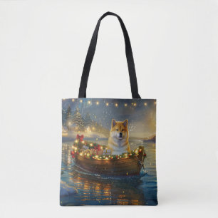 Tote Bag American Akita Christmas Festive Voyage