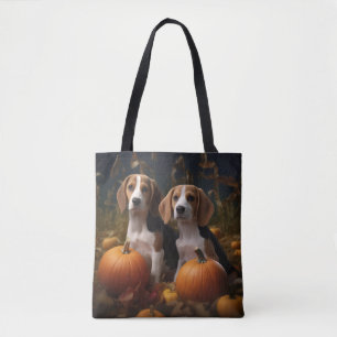 Tote Bag American Anglais Foxhound Puppy Automne Delight