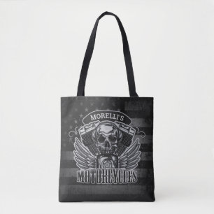 Tote Bag American Biker AJOUTER LE NOM Skull V-Twin Motos