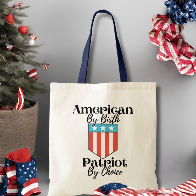 Tote Bag American By Birth Patriot By Choice Retro (American By Birth Patriot By Choice Retro Tote Bag)