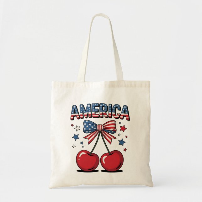 Tote Bag American Coquette Bow Cherche esthétique USA Drape (Devant)