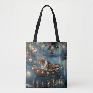 Tote Bag American English Foxhound Christmas Festive Voyage