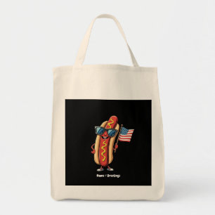 Tote Bag American Flag Drôle Funny Hotdog Lunettes de solei