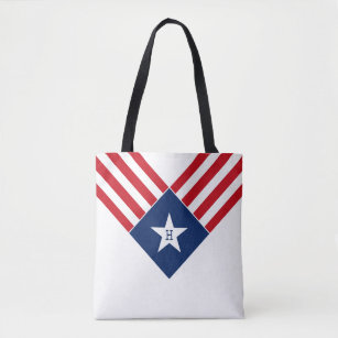 Tote Bag American Flag Star et Stripes Patriotic Monogramme
