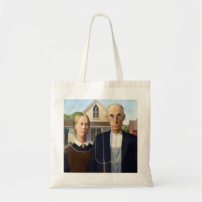 Tote Bag American gothique classique peinture Grant Wood (Devant)