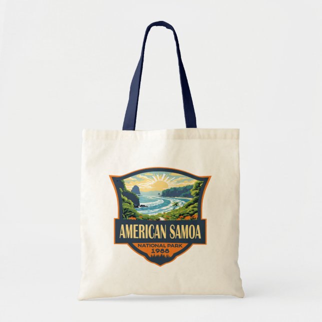 Tote Bag American Samoa National Park Illustration Retro (Devant)