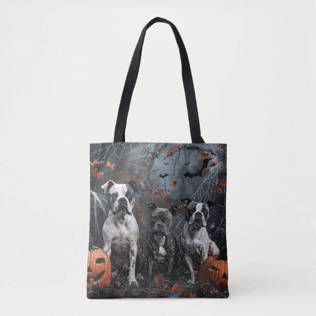 Tote Bag American Staffordshire Chien de nuit d'Halloween (Devant)