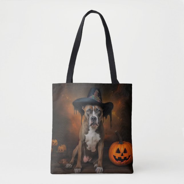 Tote Bag American Staffordshire Citrouille Halloween effray (Devant)