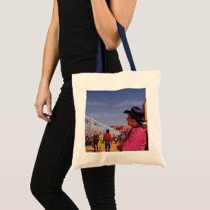 Tote Bag Amérindien vintage dans une gare