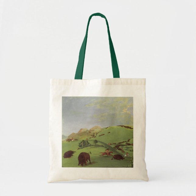 Tote Bag Amérindiens d'époque, Buffalo Chase de Catlin (Devant)