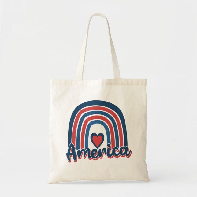 Tote Bag Amérique 4 juillet Fête Rainbow USA (Devant)