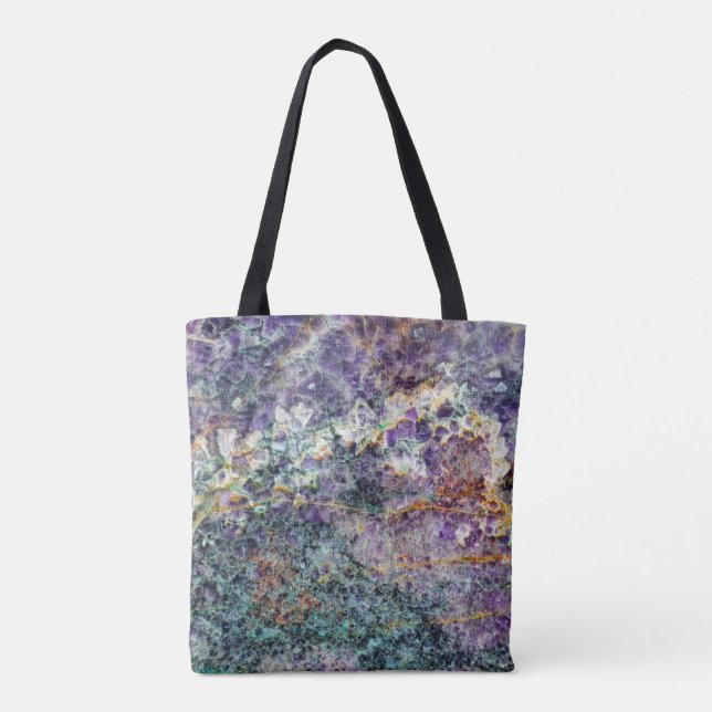 Tote Bag améthyste texture pierre motif pierre gemme minéra (Dos)