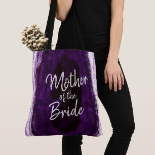Tote Bag Améthyste Violet & Géode Argentée Mère de la Marié