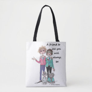 Tote Bag Ami à moi, dicton chaleureux de deux amis, croqui
