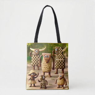 Tote Bag Amis Bizarres – Affiche Forest Checker & Dots Clan