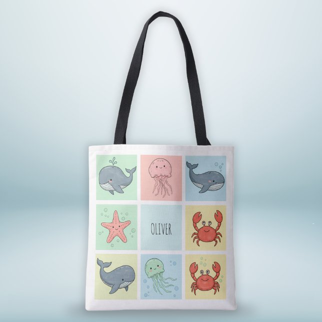 Tote Bag Amis de l'océan fantaisistes Doodles (Créateur téléchargé)