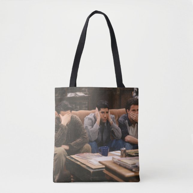 Tote Bag AMIS™ | Joey, Ross et Chandler sur le canapé (Devant)