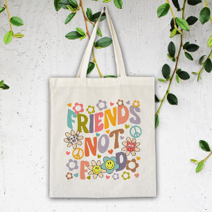 Tote Bag Amis pas de nourriture, Fleurs tendance Rétro