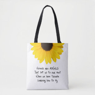 Tote Bag Amis Sont Anges Citation Initiales Tournesol