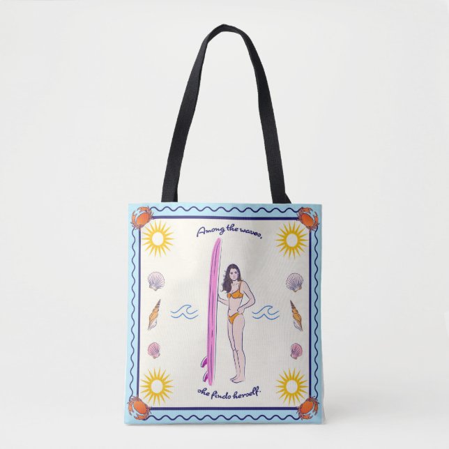 Tote Bag Among the waves, she finds herself. (Devant)