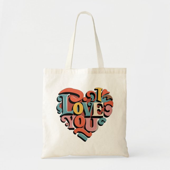 Tote Bag Amour à Cœur Rétro Psychedelia (Devant)