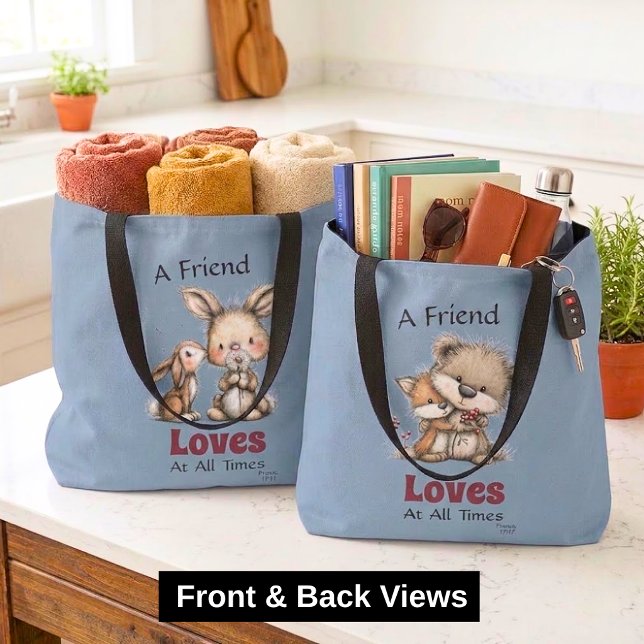 Tote Bag Amour Amitié Renard Ours Mignon (Créateur téléchargé)