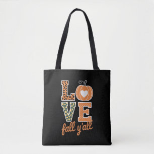 Tote Bag Amour Automne Y'All Impression Léopard Automne Tha