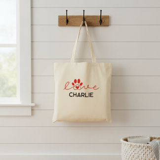 Tote Bag Amour avec patte d'animal de compagnie, cœur et no