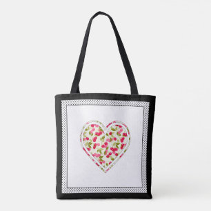 Tote Bag Amour, baies, cerise