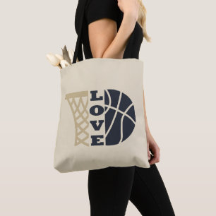 Tote Bag amour basket-ball et balle bleue