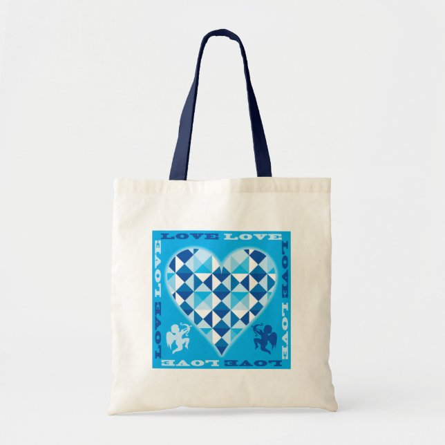 Tote Bag Amour (Bleu Diamant) (Devant)