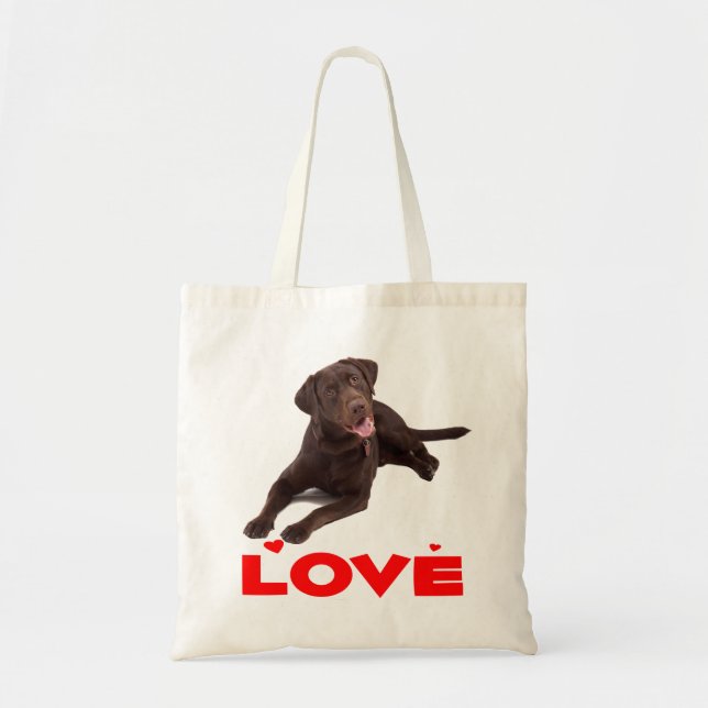 Tote Bag Amour Chocolat Brown Labrador Retriever Puppy Dog (Devant)