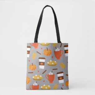 Tote Bag amour citrouille épice gris