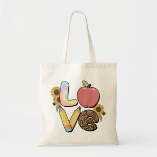 Tote Bag Amour - Conception colorée de l'enseignant avec po