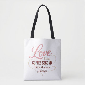 Tote Bag Amour d'abord Café ensuite Vie de maman Typographi