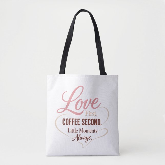 Tote Bag Amour d'abord Café ensuite Vie de maman Typographi (Devant)