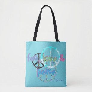 Tote Bag Amour d'amusement et signe de paix personnalisé