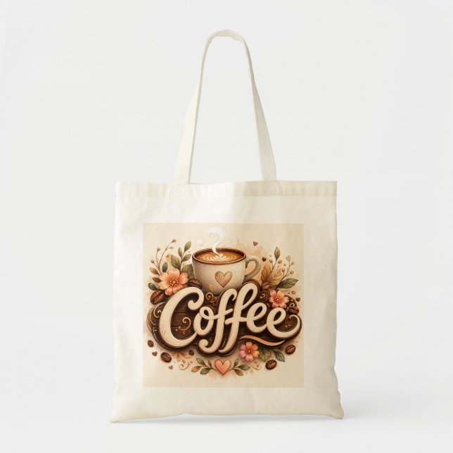 Tote Bag Amour de café floral (Devant)