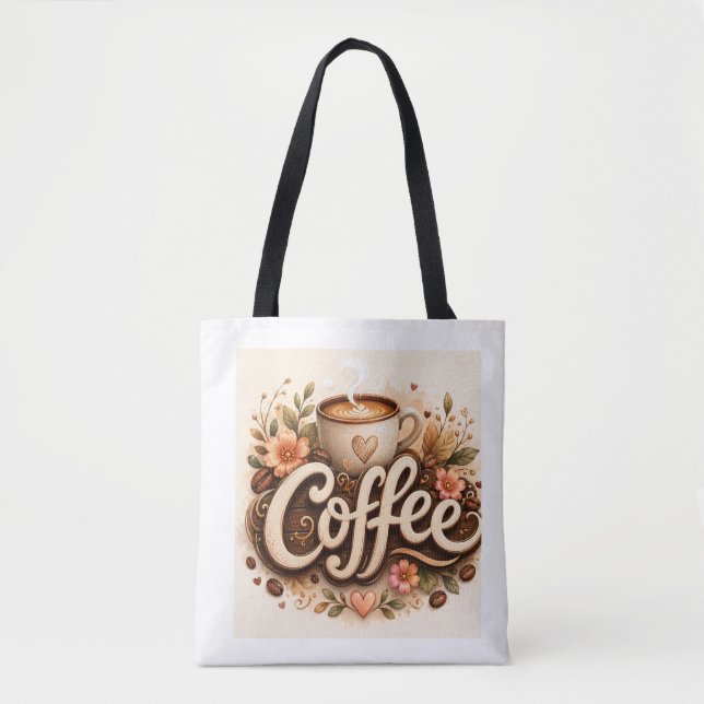 Tote Bag Amour de café floral (Devant)