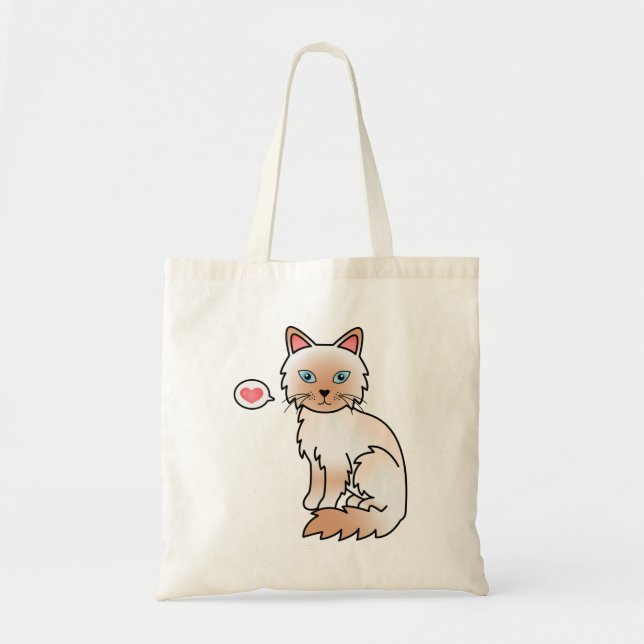 Tote Bag Amour de Chat Birman / Ragdoll Point Rouge (Devant)