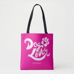 Tote Bag Amour de Chien Personnalisé Lettre Main Rose Chaud