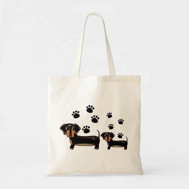 Tote Bag Amour de famille de chien de patte de teckel (Devant)