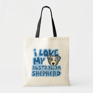 Tote Bag Amour de Kawaii I mon berger d'Australien de Merle