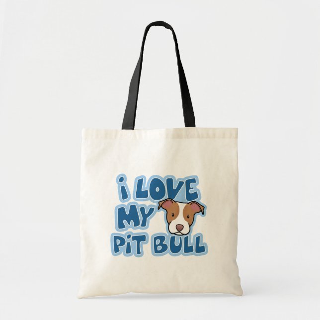 Tote Bag Amour de Kawaii I mon pitbull (Devant)