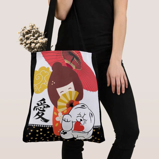 Tote Bag Amour de KOKESHI Chow à cœur  (Créateur téléchargé)