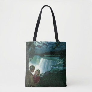 Tote Bag Amour de lune de miel vintage, jeunes mariés aux c