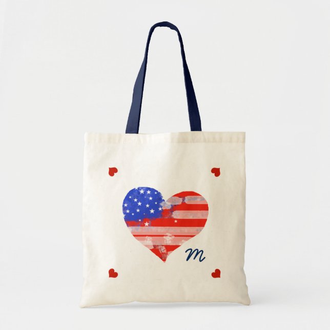 Tote Bag amour des États-Unis cœur (Devant)