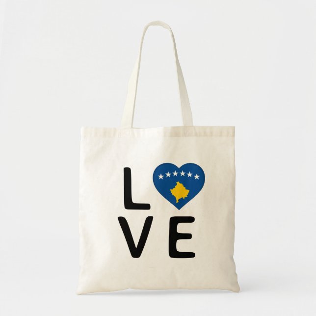 Tote Bag Amour - Drapeau du Kosovo (Devant)